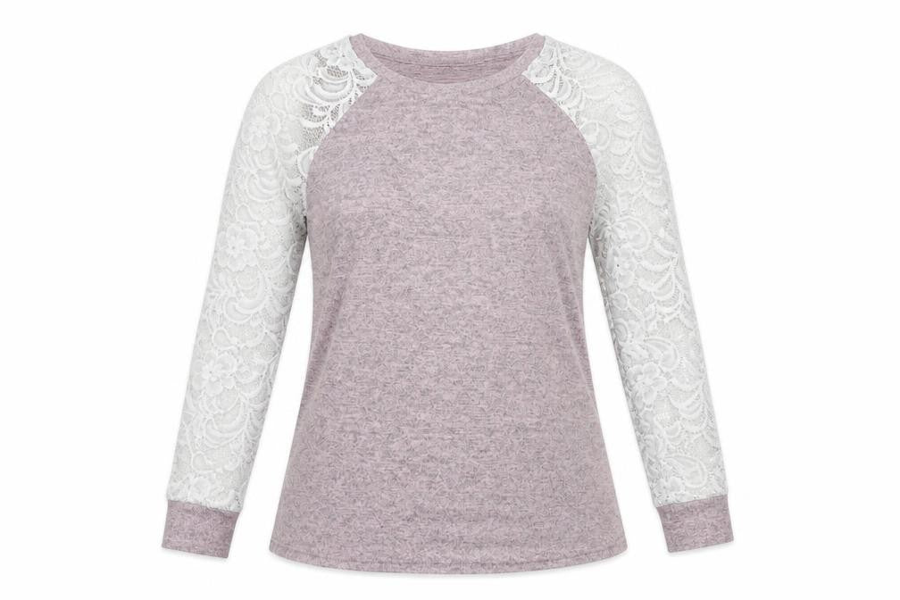 SheIn Womens Pink  Polyester Basic Blouse Size L Boat Neck - Lace Detail