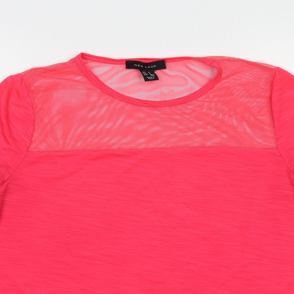 New Look Womens Pink  Polyester Basic T-Shirt Size S Crew Neck