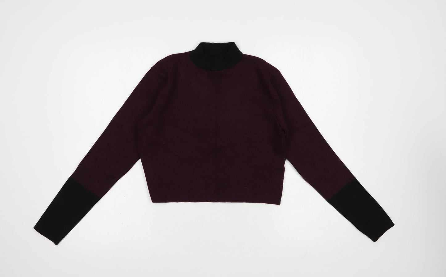 New Look Womens Purple Mock Neck  Viscose Pullover Jumper Size 10   - Cropped