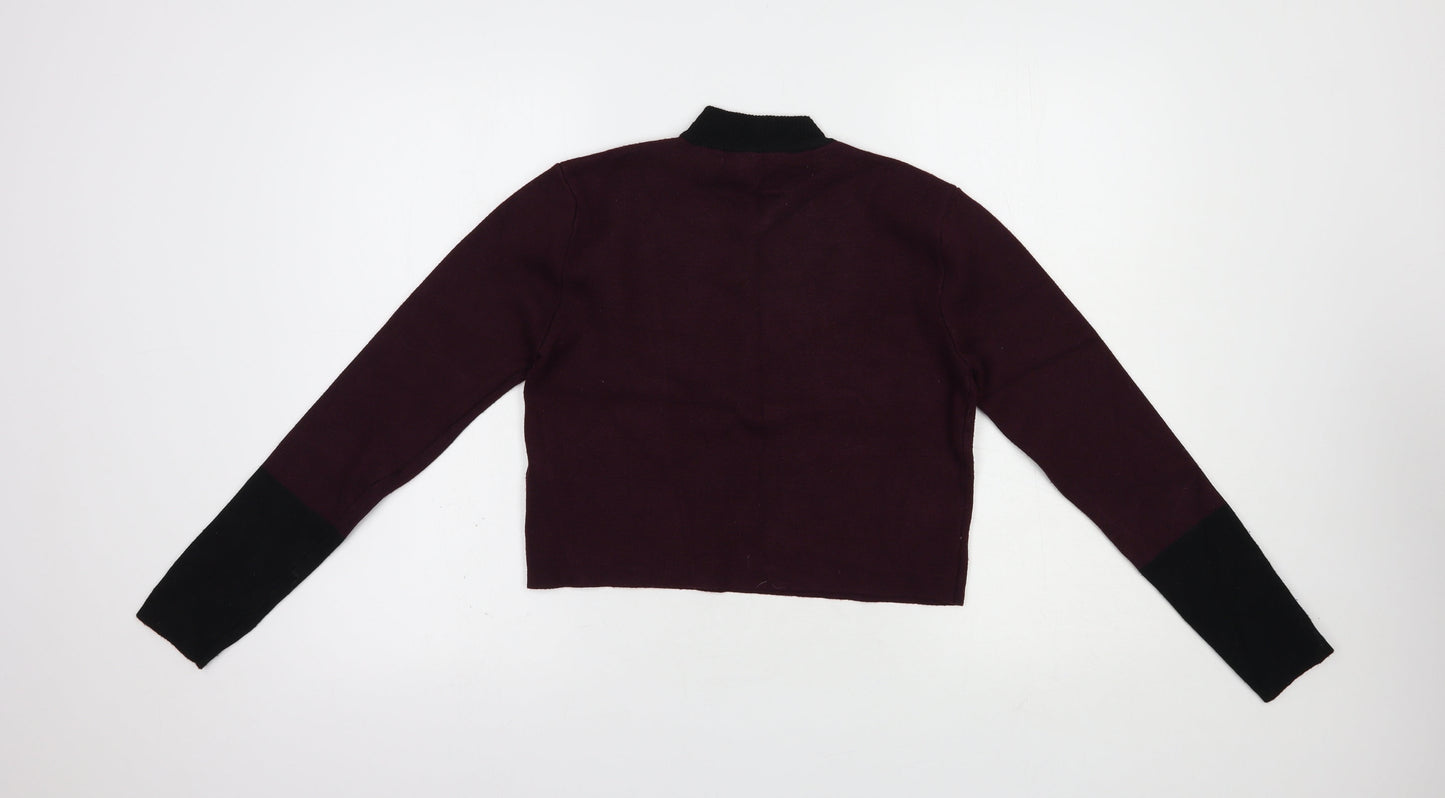 New Look Womens Purple Mock Neck  Viscose Pullover Jumper Size 10   - Cropped