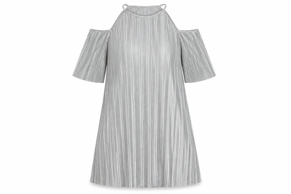Glamorous Womens Silver  Polyester Shift  Size 10  Round Neck Button