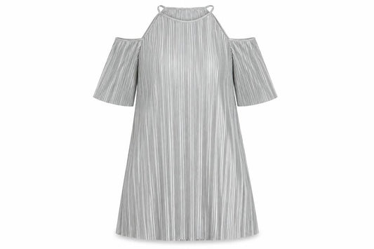 Glamorous Womens Silver  Polyester Shift  Size 10  Round Neck Button