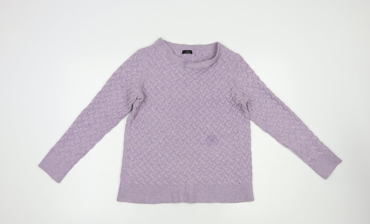 M &Co Womens Purple Boat Neck  Polyester Pullover Jumper Size 12