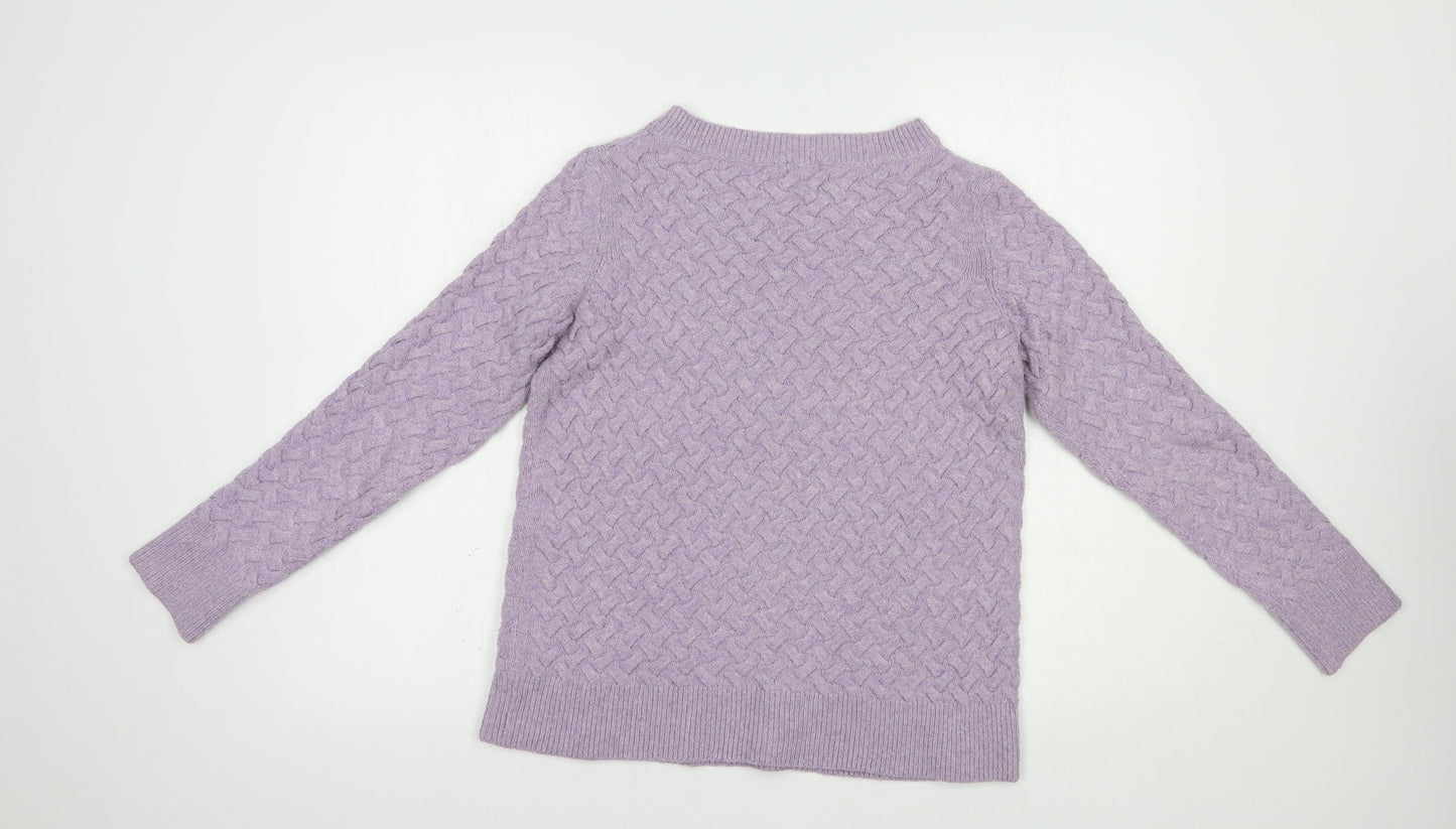 M &Co Womens Purple Boat Neck  Polyester Pullover Jumper Size 12