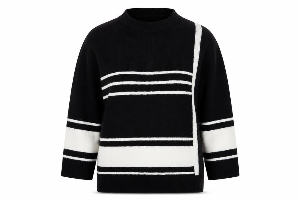 Wallis Womens Blue Crew Neck Striped Acrylic Pullover Jumper Size M