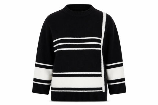 Wallis Womens Blue Crew Neck Striped Acrylic Pullover Jumper Size M