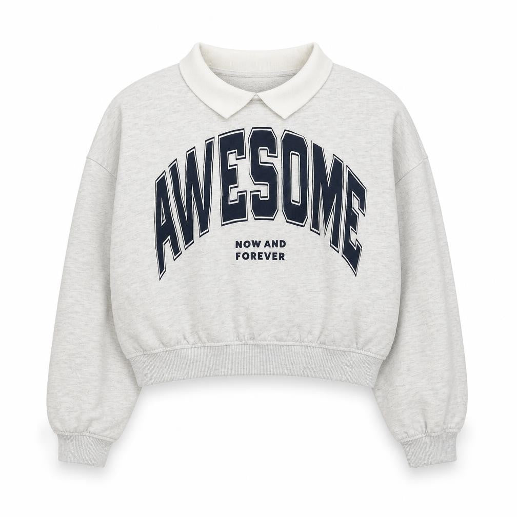 H&M Girls Grey Geometric Cotton Pullover Sweatshirt Size 11-12 Years