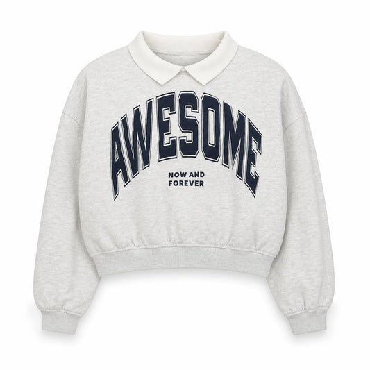 H&M Girls Grey Geometric Cotton Pullover Sweatshirt Size 11-12 Years