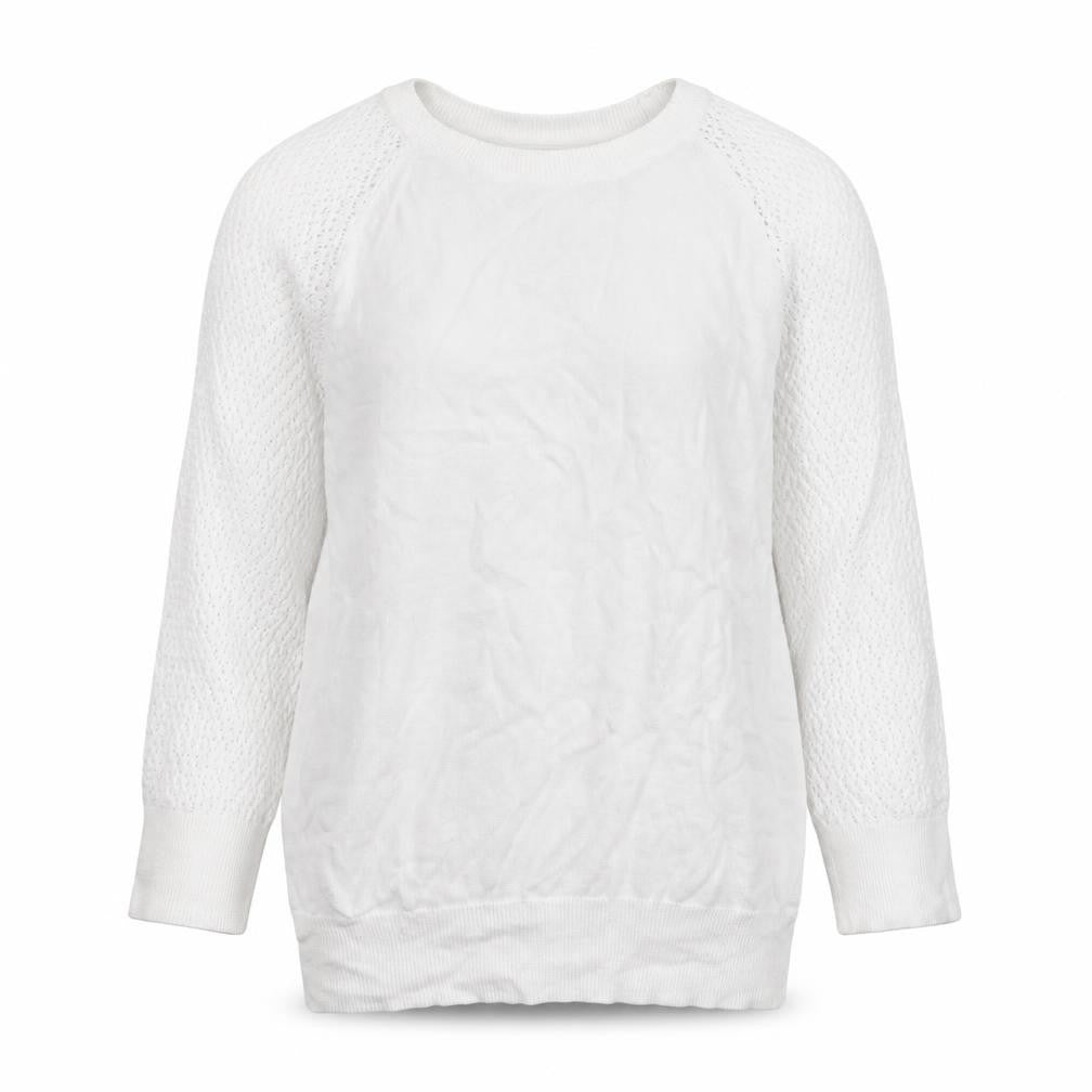 Cotswold Womens White Round Neck  100% Cotton Pullover Jumper Size XS