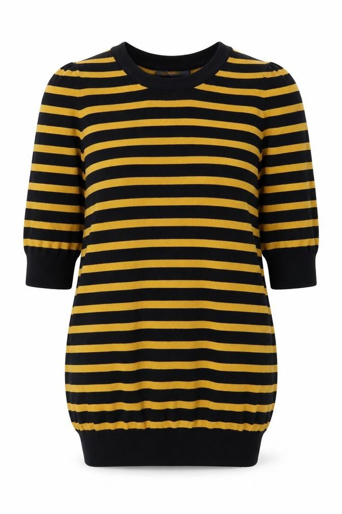 NEXT Womens Black Round Neck Striped Viscose Pullover Jumper Size 8