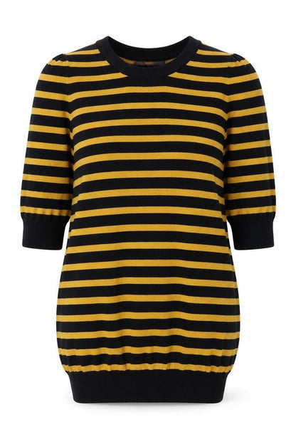 Next Womens Black Round Neck Striped Viscose Pullover Jumper Size 8