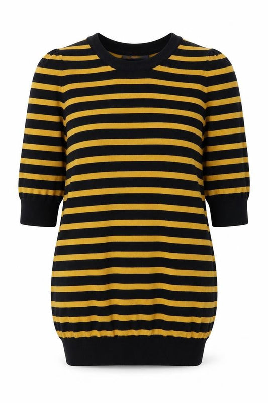 Next Womens Black Round Neck Striped Viscose Pullover Jumper Size 8