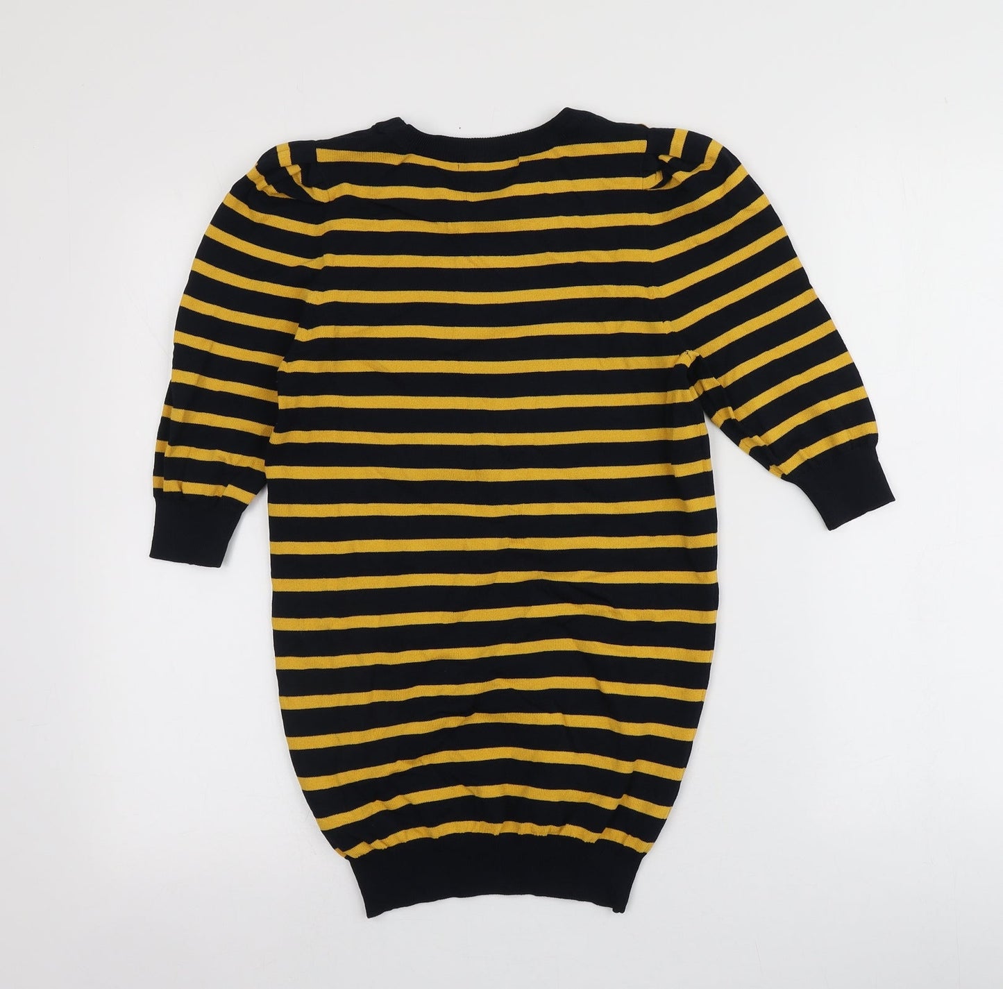 NEXT Womens Black Round Neck Striped Viscose Pullover Jumper Size 8