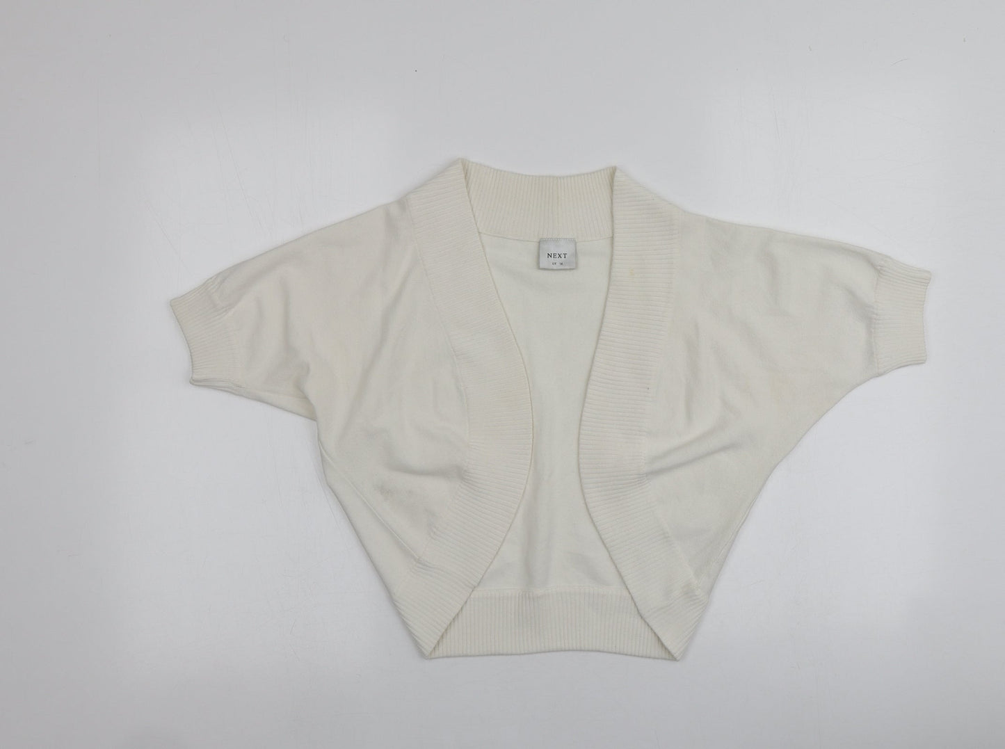 NEXT Womens Ivory V-Neck  Acrylic Cardigan Jumper Size 14