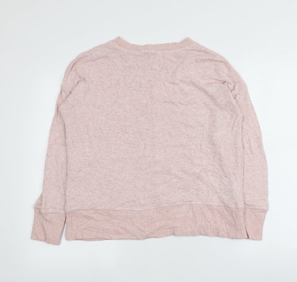 Next Womens Pink Round Neck  Viscose Pullover Jumper Size 14