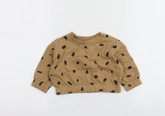 Pepco  Brown Polka Dot 100% Cotton Basic T-Shirt Size 3-6 Months Round Neck