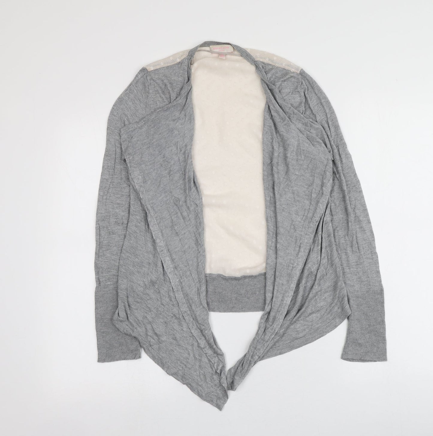 Gharani Strok Womens Grey V-Neck  Viscose Cardigan Jumper Size 10