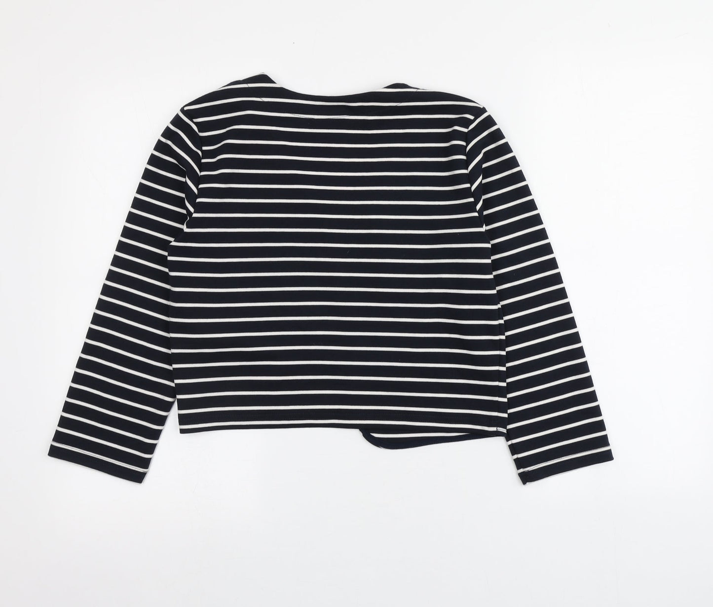 VILA Womens Blue V-Neck Striped Polyester Cardigan Jumper Size L