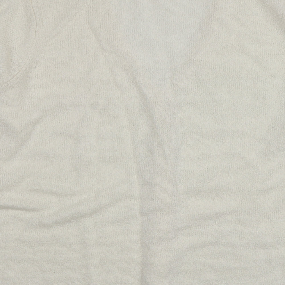 BM Womens Ivory V-Neck  Acrylic Cardigan Jumper Size M
