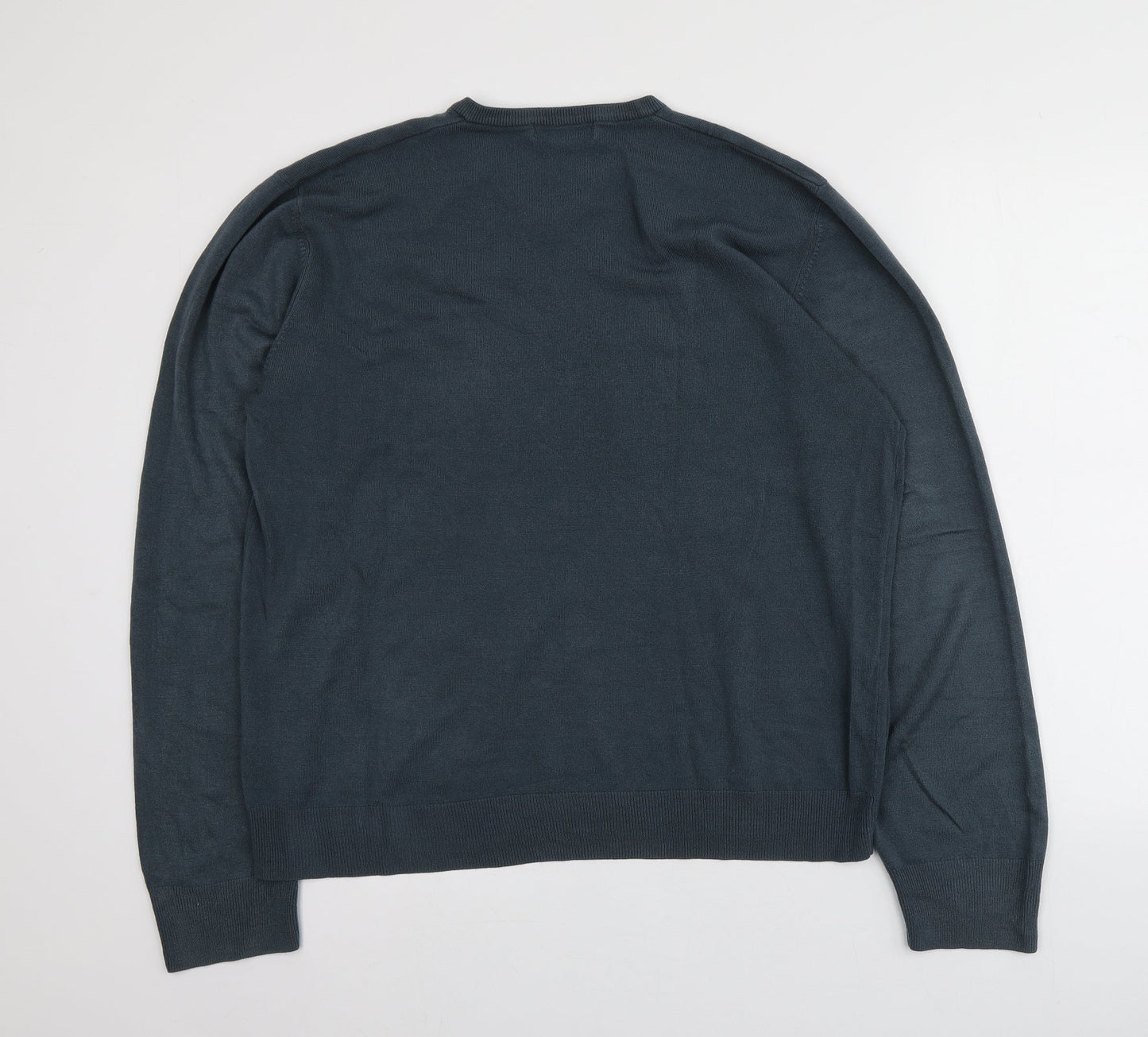 M&S Mens Grey V-Neck  Acrylic Pullover Jumper Size XL