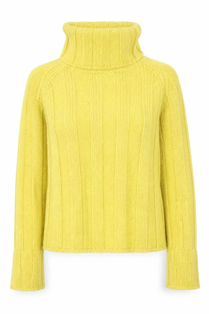 Preworn Womens Yellow High Neck  Polyester Pullover Jumper Size M