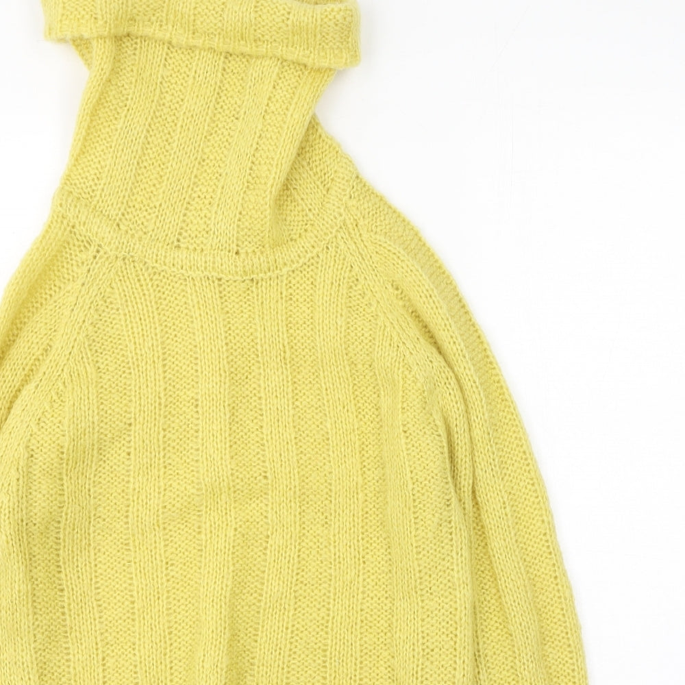 Preworn Womens Yellow High Neck  Polyester Pullover Jumper Size M