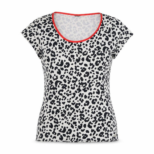 Preworn Womens Black Animal Print Polyamide Basic T-Shirt Size S Round Neck