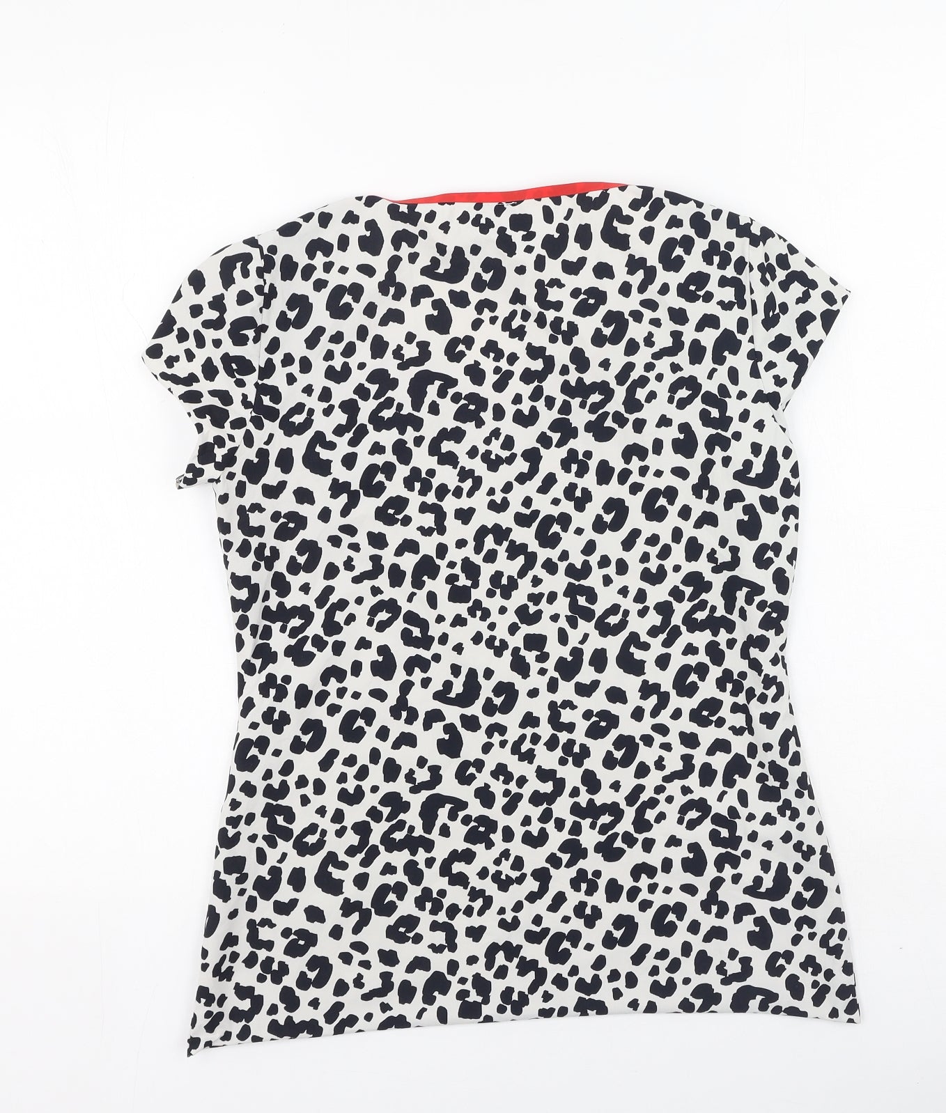 Preworn Womens Black Animal Print Polyamide Basic T-Shirt Size S Round Neck