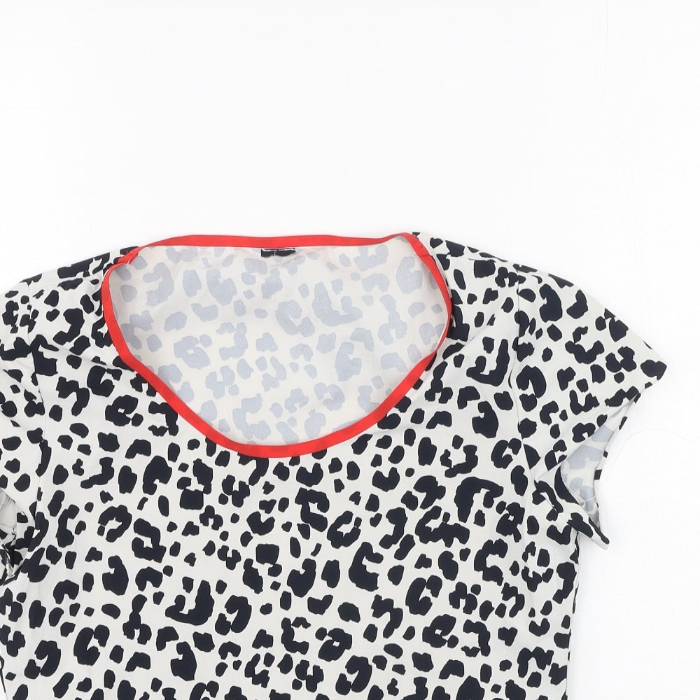Preworn Womens Black Animal Print Polyamide Basic T-Shirt Size S Round Neck