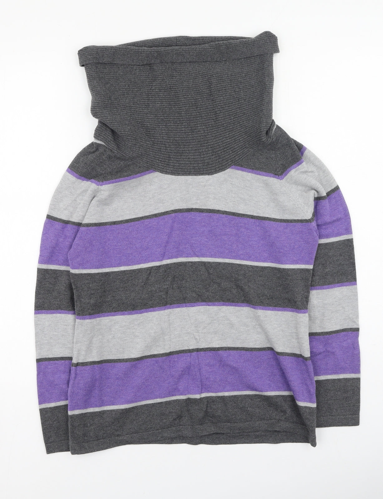 marble Womens Multicoloured High Neck Striped Cotton Pullover Jumper Size 10