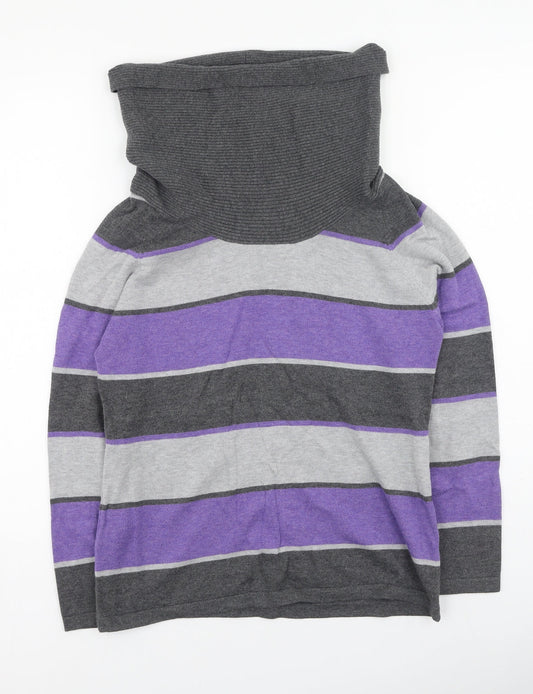 marble Womens Multicoloured High Neck Striped Cotton Pullover Jumper Size 10