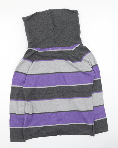 marble Womens Multicoloured High Neck Striped Cotton Pullover Jumper Size 10