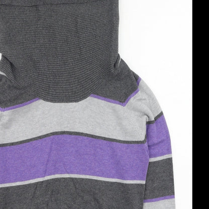 marble Womens Multicoloured High Neck Striped Cotton Pullover Jumper Size 10