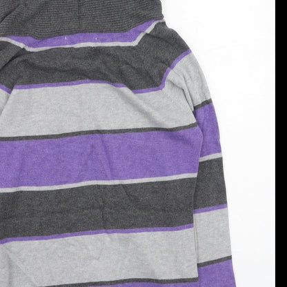 marble Womens Multicoloured High Neck Striped Cotton Pullover Jumper Size 10