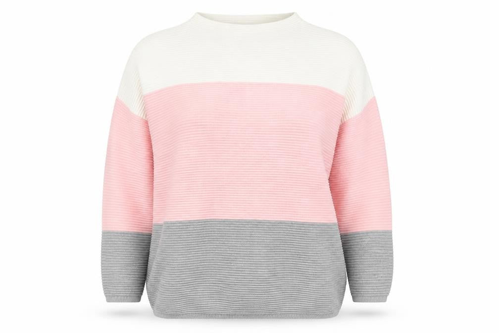 Body Flirt Womens Multicoloured Round Neck Striped Cotton Pullover Jumper Size M