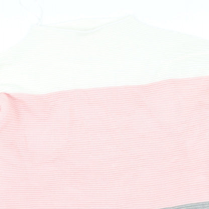 Body Flirt Womens Multicoloured Round Neck Striped Cotton Pullover Jumper Size M