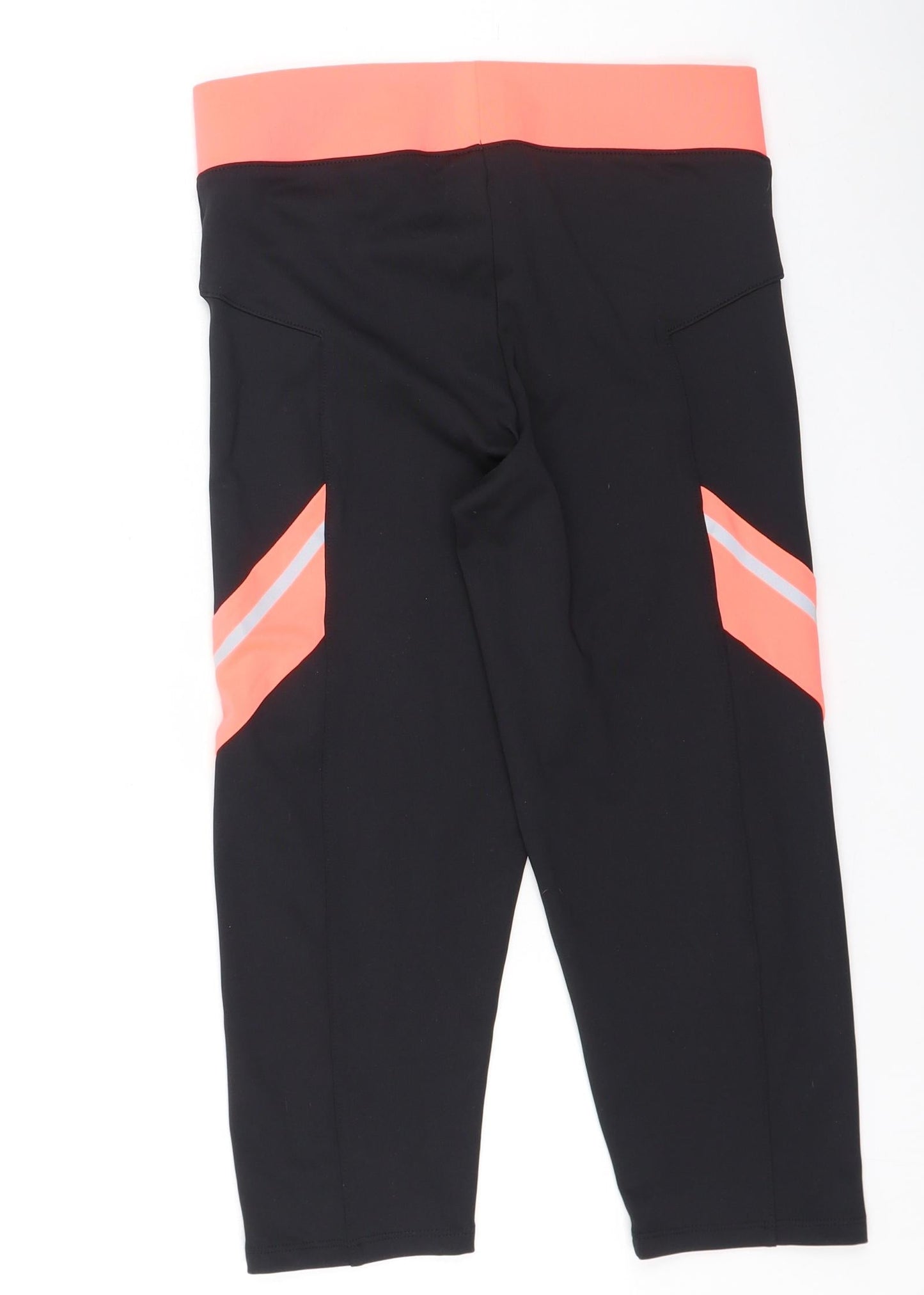 aurique Womens Black  Polyester Cropped Leggings Size M