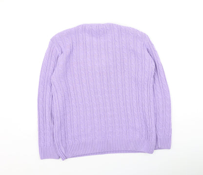 Pure & Natural  Womens Purple Round Neck  Polyester Pullover Jumper Size S