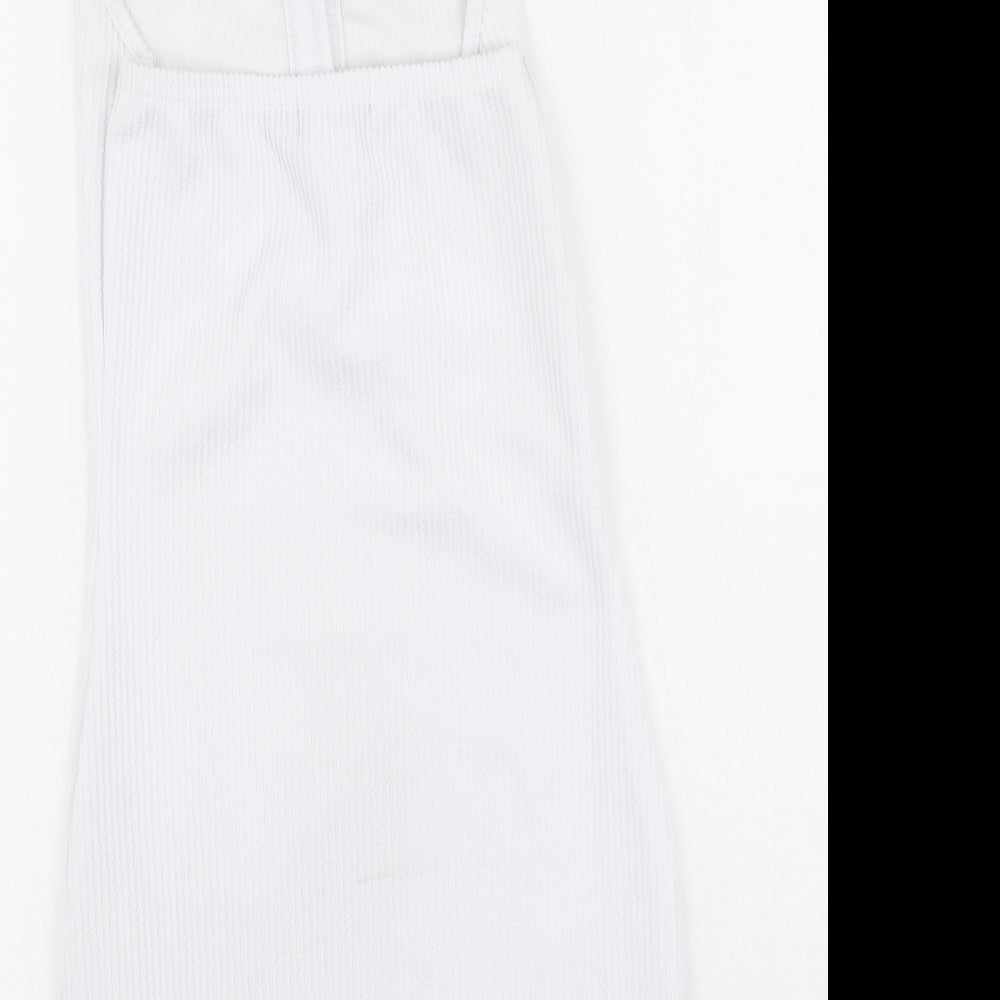PRETTYLITTLETHING Womens White  Polyester Bodycon  Size 8  Collared