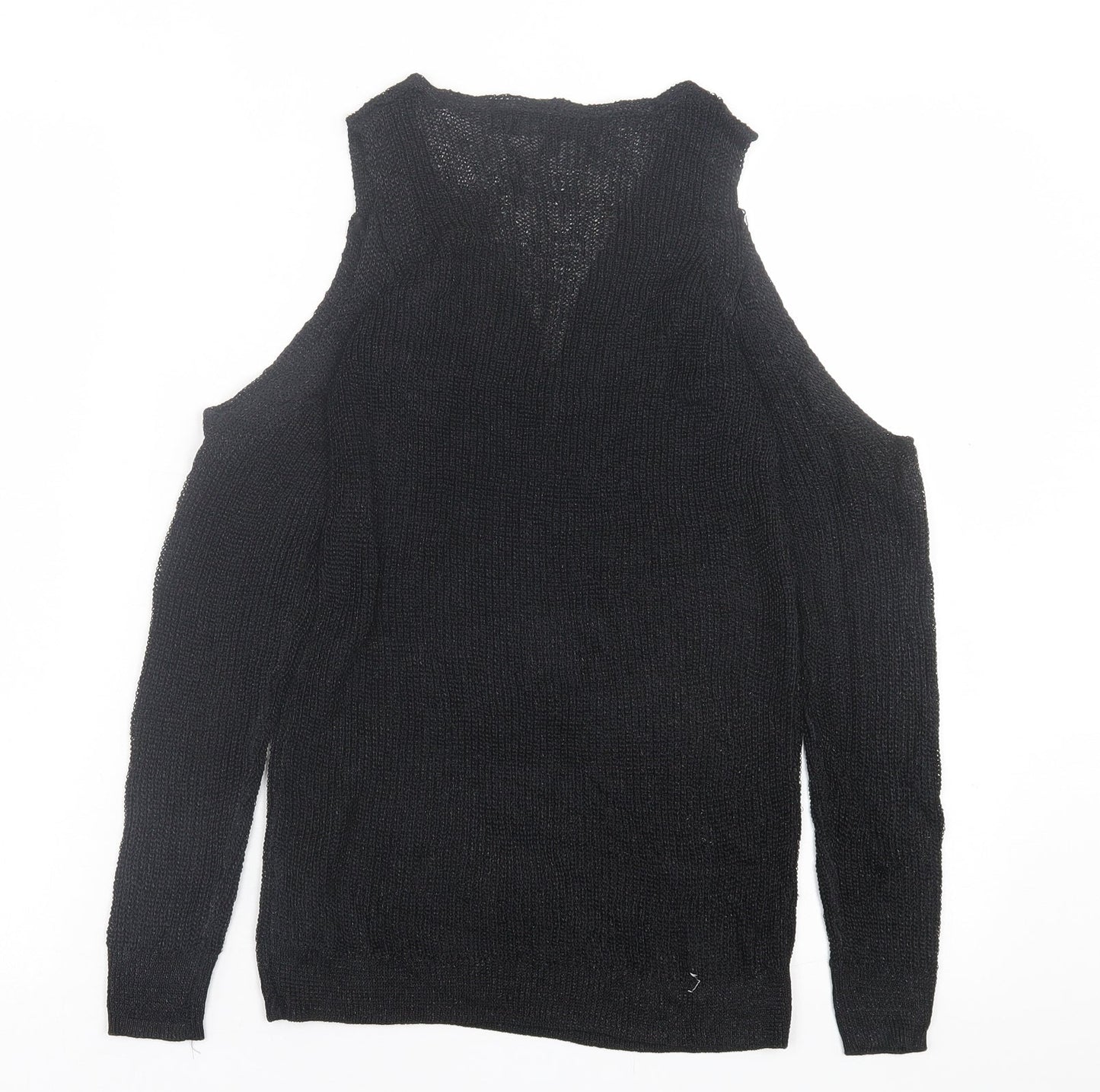 NEXT Womens Black V-Neck  Acrylic Pullover Jumper Size 6   - cold Shoulder