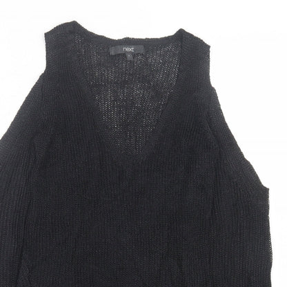 Next Womens Black V-Neck  Acrylic Pullover Jumper Size 6   - cold Shoulder