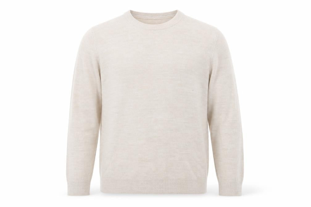 Easy Mens Brown Crew Neck  Acrylic Pullover Jumper Size L