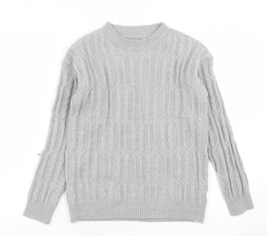 SheIn Womens Grey Crew Neck  Acrylic Pullover Jumper Size S