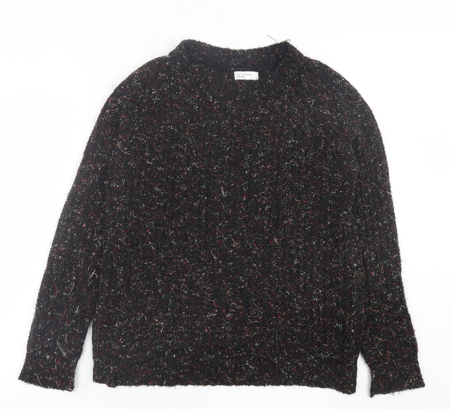 Papaya Womens Black Crew Neck  Polyester Pullover Jumper Size M
