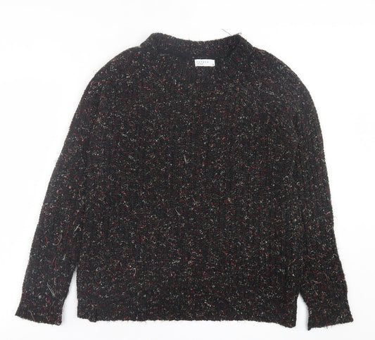 Papaya Womens Black Crew Neck  Polyester Pullover Jumper Size M