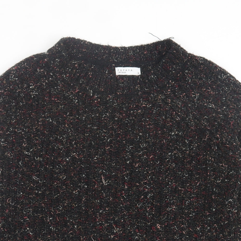 Papaya Womens Black Crew Neck  Polyester Pullover Jumper Size M