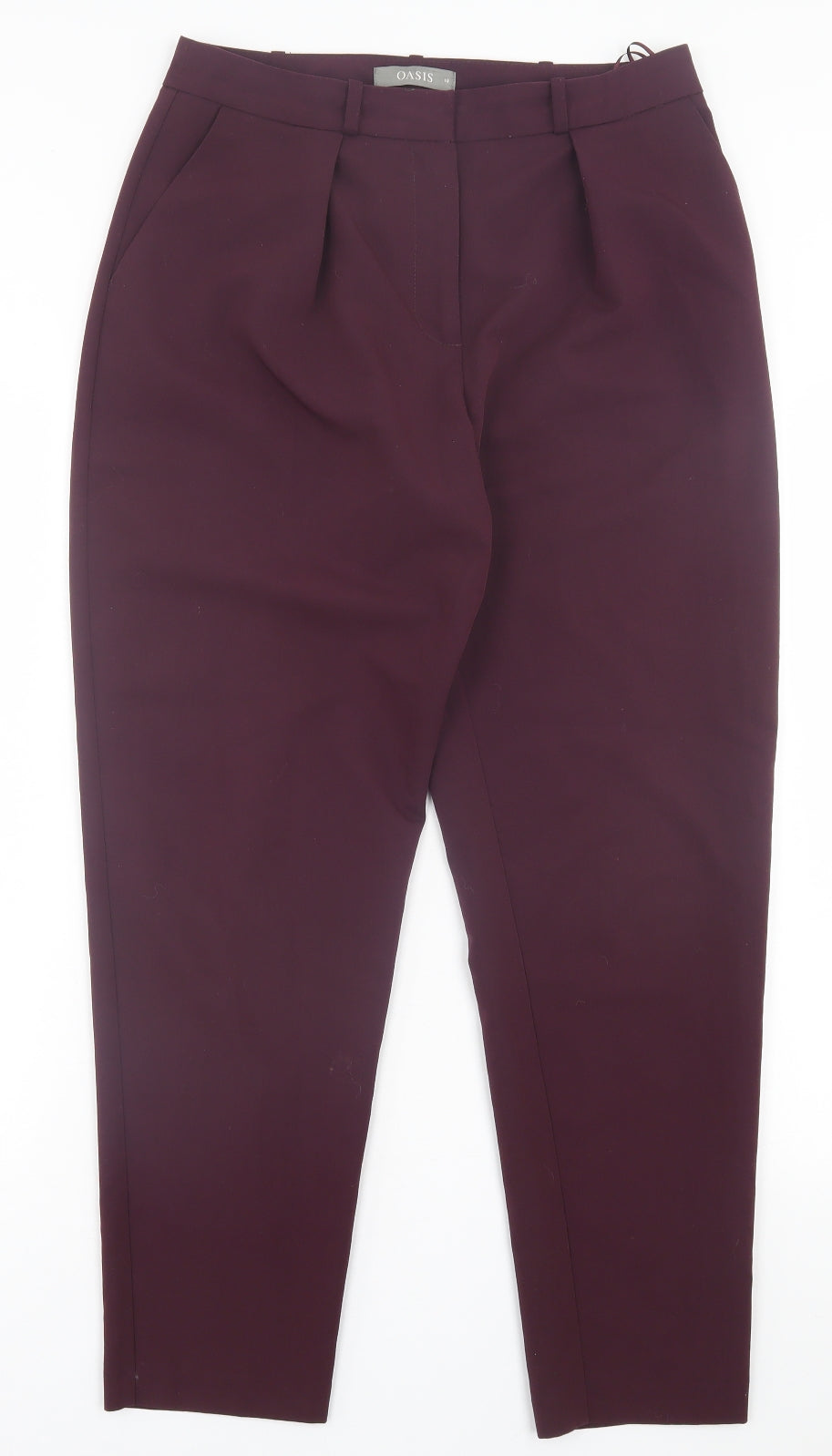Oasis Womens Purple  Polyester Trousers  Size 10 L29 in Regular Hook & Eye