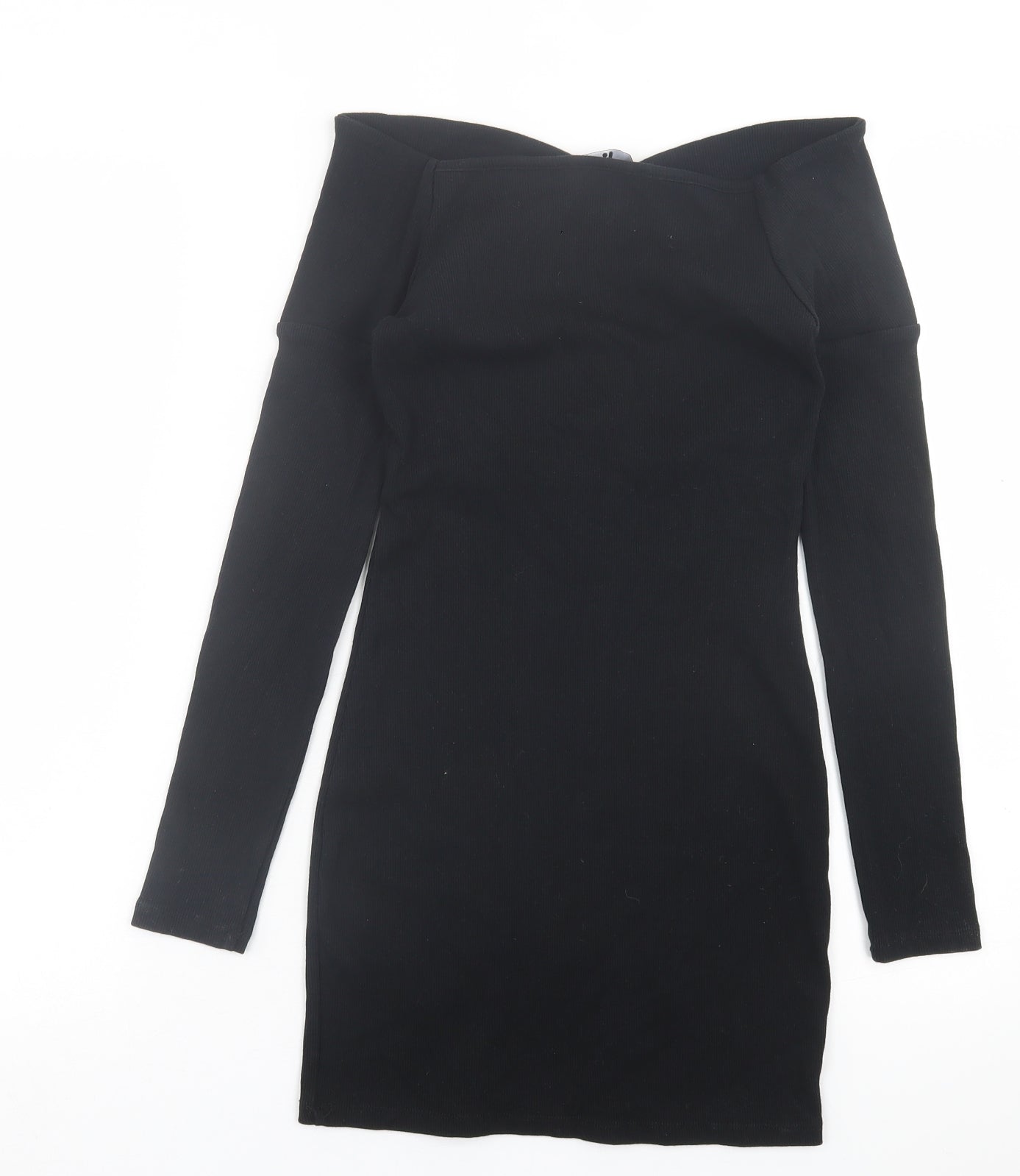 Very Womens Black  Cotton Bodycon  Size 8  Off the Shoulder Pullover