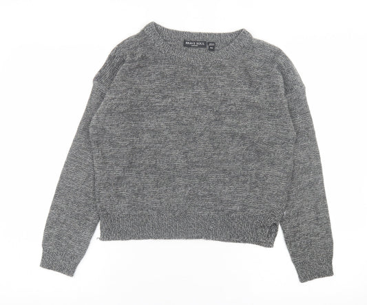 Brave Soul Womens Grey Crew Neck  Acrylic Pullover Jumper Size XS