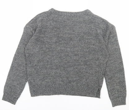 Brave Soul Womens Grey Crew Neck  Acrylic Pullover Jumper Size XS